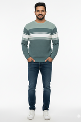 Men Pista-White Striped Crew neck T-Shirt | Textured 251200372