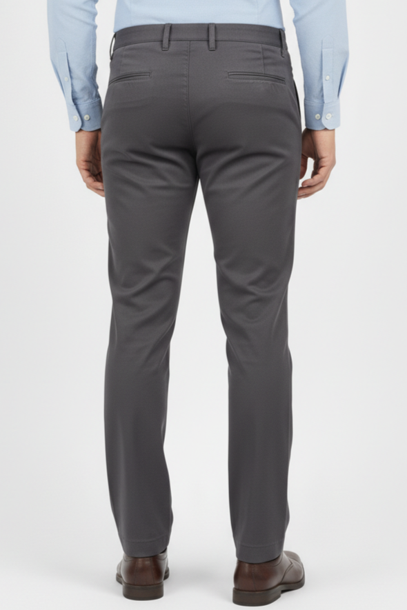 Men Plain Dark Grey Chinos | Slim & Regular Fit Pants 261004775