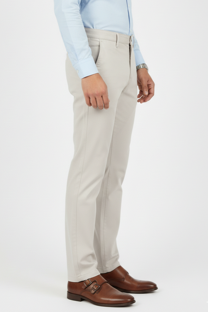Men Plain Cream Chinos | Slim & Regular Fit Pants 261004775