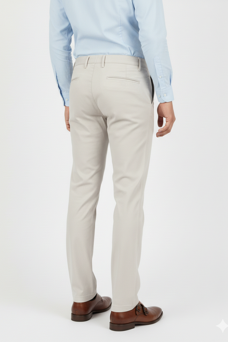 Men Plain Cream Chinos | Slim & Regular Fit Pants 261004775