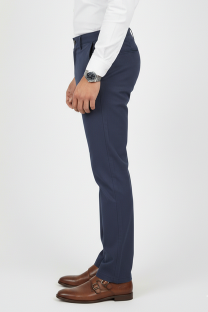 Men Plain Navy Blue Chinos | Slim & Regular Fit Pants 261004775