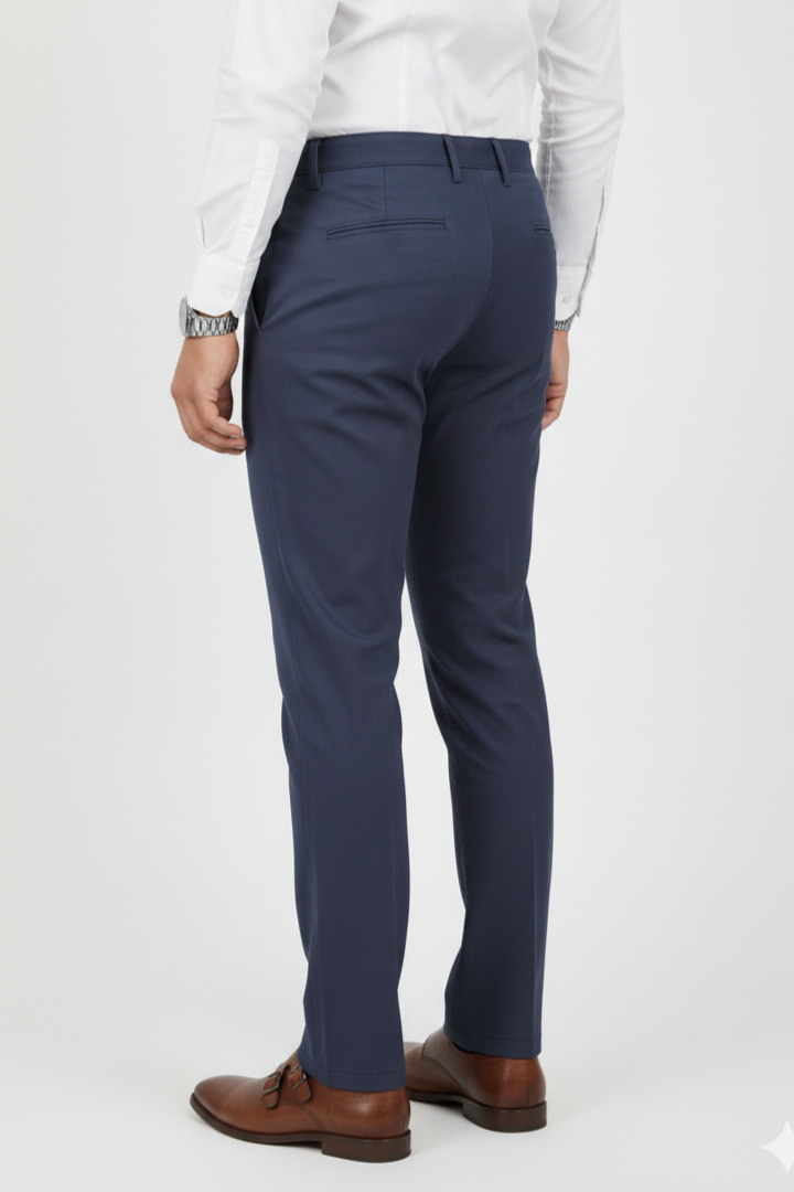 Men Plain Navy Blue Chinos | Slim & Regular Fit Pants 261004775