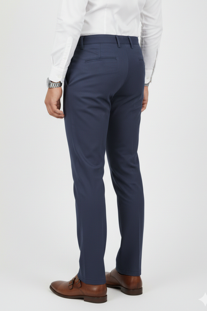 Men Plain Navy Blue Chinos | Slim & Regular Fit Pants 261004775