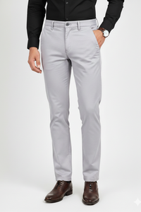 Men Plain Light Grey Chinos | Slim & Regular Fit Pants 261004775