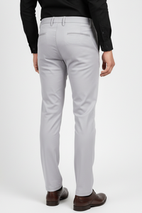Men Plain Light Grey Chinos | Slim & Regular Fit Pants 261004775