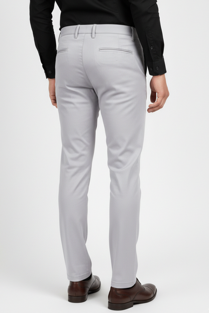 Men Plain Light Grey Chinos | Slim & Regular Fit Pants 261004775