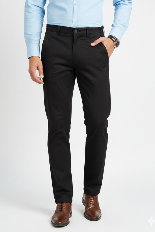 Men Plain Black Chinos | Slim & Regular Fit Pants 261004775