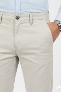 Men Plain Cream Chinos | Slim & Regular Fit Pants 261004775