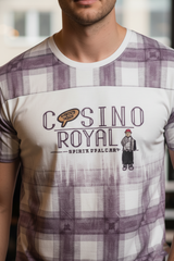 Men Printed T-Shirt - Lavender Plaid Casino Royal Graphic 261040687