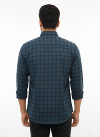 Men's Casual Check Shirt in Pblue Color 4366-R