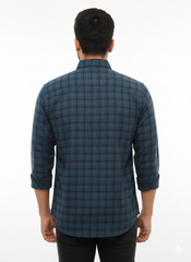 Men's Casual Check Shirt in Pblue Color