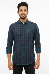 Men's Casual Check Shirt in Pblue Color