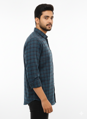 Men's Casual Check Shirt in Pblue Color