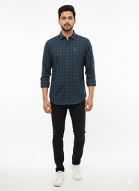 Men's Casual Check Shirt in Pblue Color 4366-R