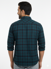 Men's Casual Check Shirt in Pblue Color