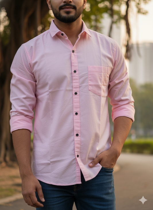 Solid Color Casual Shirts for Men |Pink
