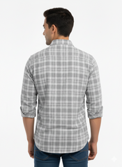 Men's Casual Check Shirt in Grey
 Color
