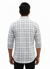 Men's Casual Check Shirt in White Color