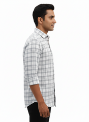 Men's Casual Check Shirt in White Color