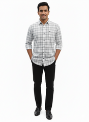 Men's Casual Check Shirt in White Color