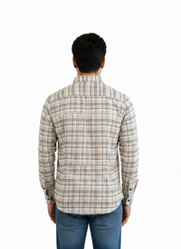 Men's Casual Check Shirt in Beige Color 15916