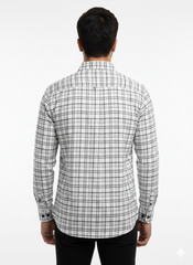 Men's Casual Check Shirt in Offwhite Color