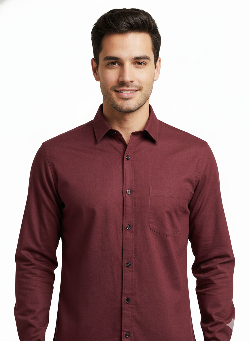 Solid Color Casual Shirts for Men |Wine