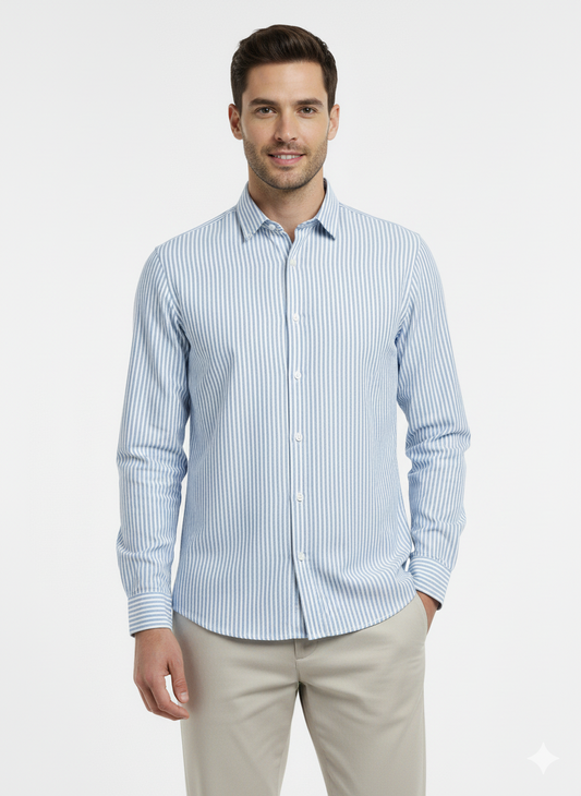 Striped Color Casual Shirts for Men | Skyblue