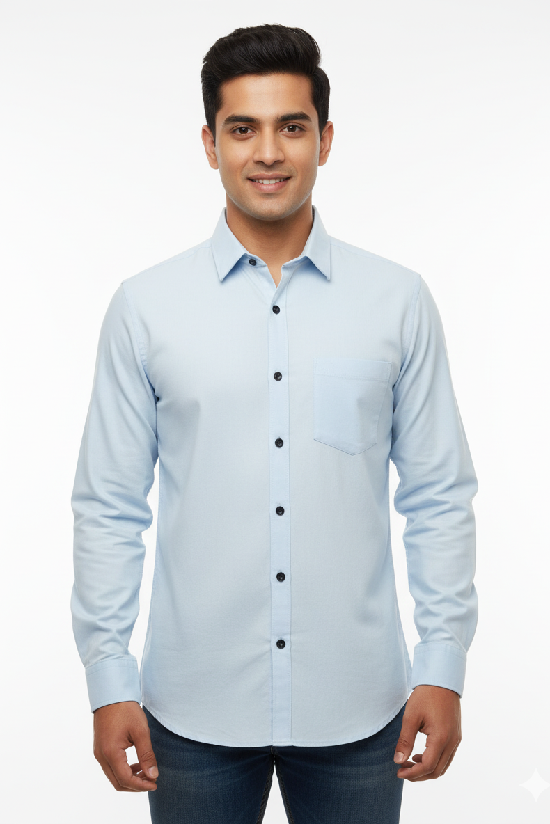Solid Color Casual Shirts for Men |Skyblue