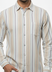 Striped Color Casual Shirts for Men | Cream