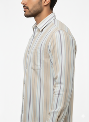 Striped Color Casual Shirts for Men | Cream