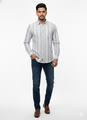 Striped Color Casual Shirts for Men | Grey