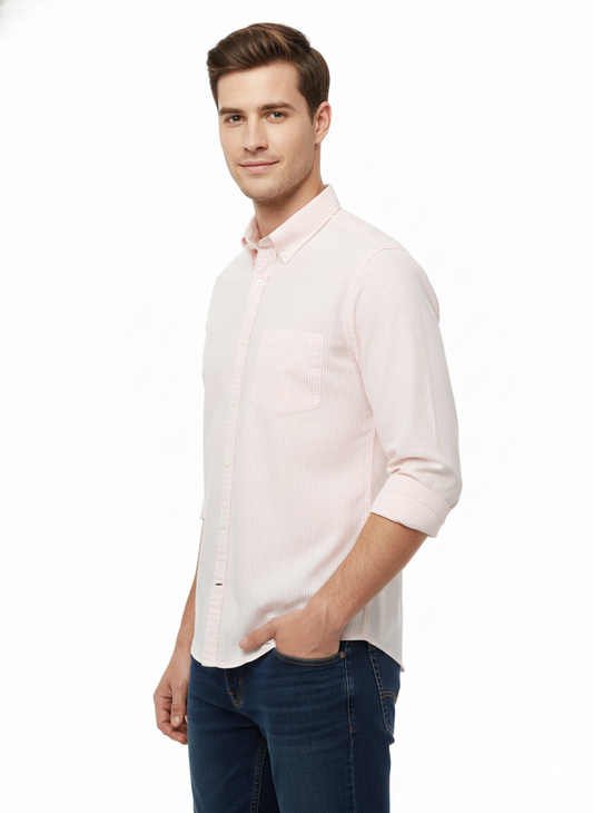 Striped Color Casual Shirts for Men | Peach