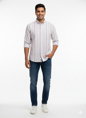 Striped Color Casual Shirts for Men | Pink