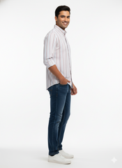 Striped Color Casual Shirts for Men | Pink
