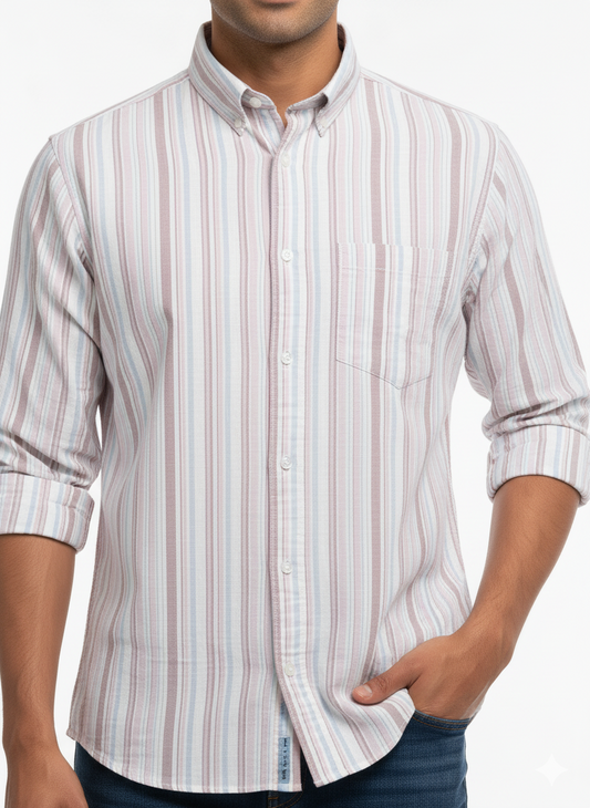 Striped Color Casual Shirts for Men | Pink