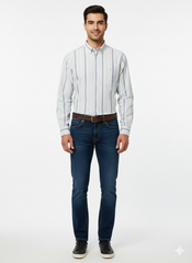 Striped Color Casual Shirts for Men | Skyblue