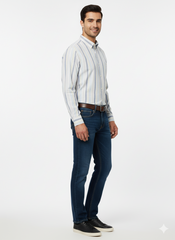 Striped Color Casual Shirts for Men | Skyblue