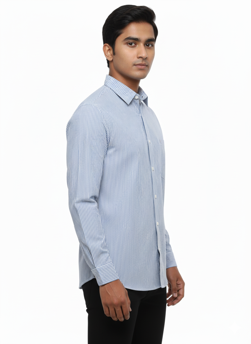 Striped Color Casual Shirts for Men | Blue 251091853