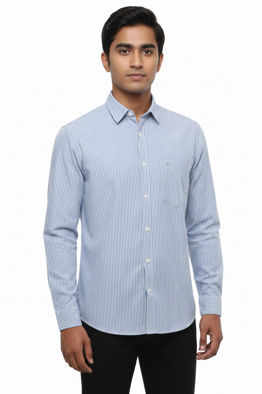 Striped Color Casual Shirts for Men | Blue