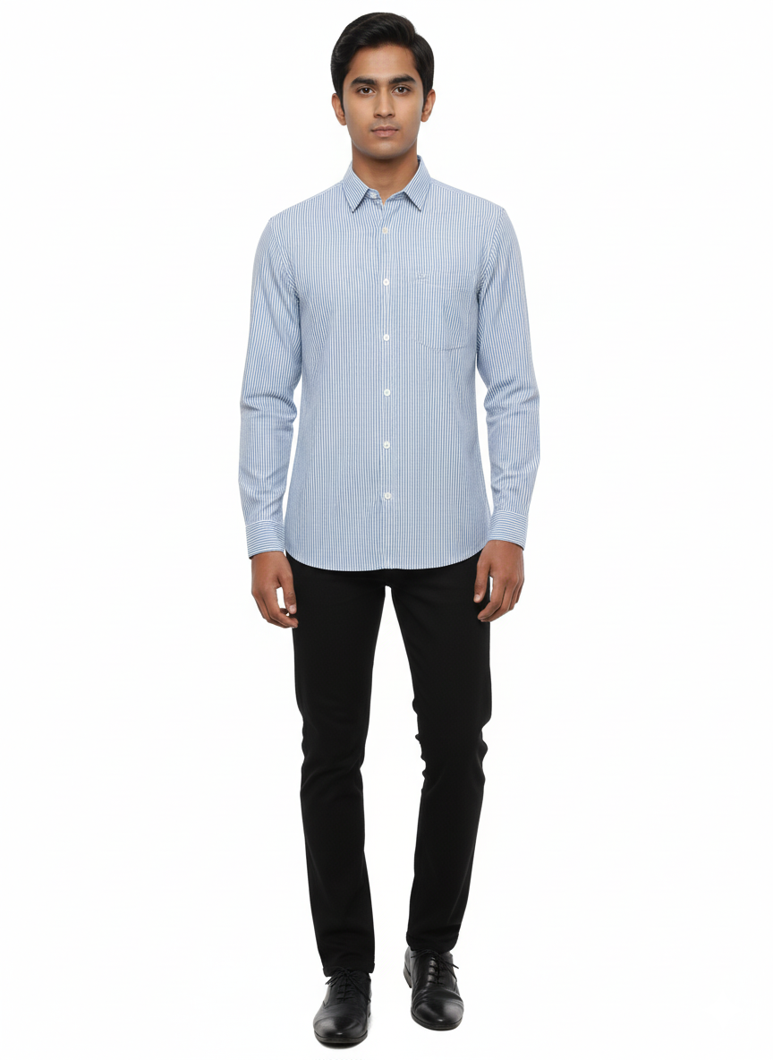 Striped Color Casual Shirts for Men | Blue 251091853