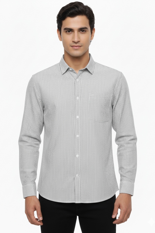 Striped Color Casual Shirts for Men | Grey