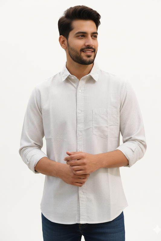 Striped Color Casual Shirts for Men | Light Grey