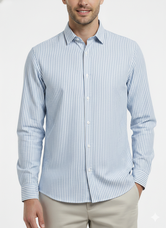 Striped Color Casual Shirts for Men | Skyblue