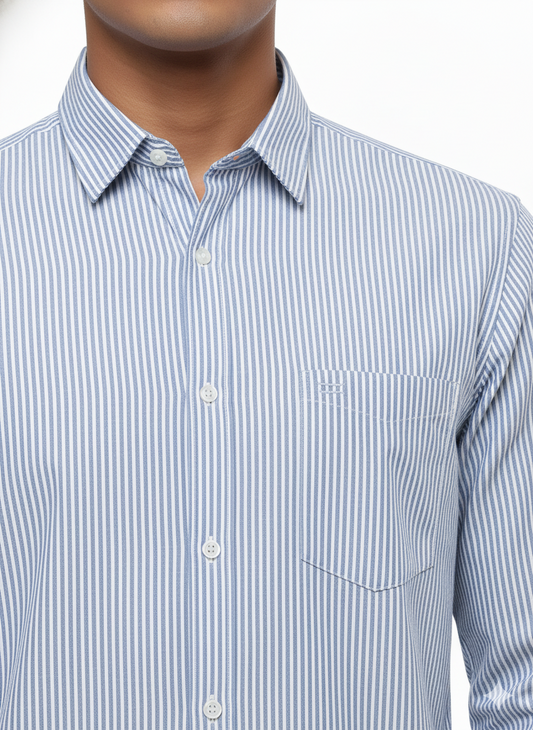 Striped Color Casual Shirts for Men | Blue
