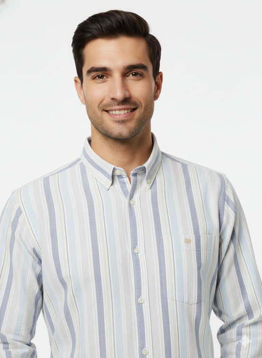 Striped Color Casual Shirts for Men | Skyblue