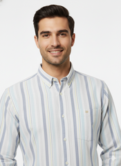 Striped Color Casual Shirts for Men | Skyblue