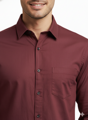 Solid Color Casual Shirts for Men |Wine