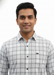 Men's Casual Check Shirt in White Color
