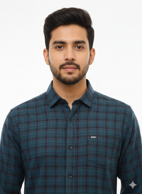 Men's Casual Check Shirt in Pblue Color 4366-R